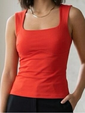 Mynta Red Square Neck Corset Tank Top XSP